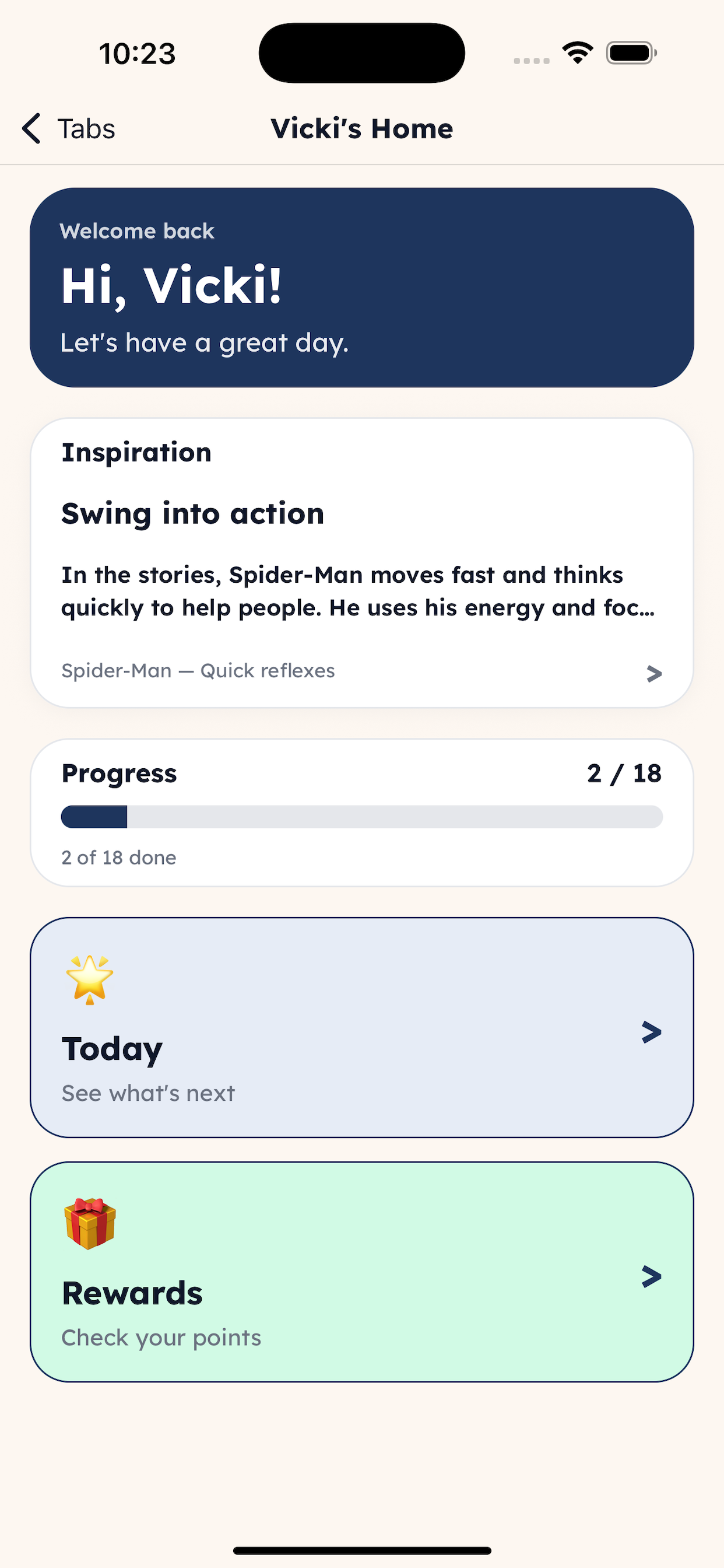 ADHD Trove app screenshot: Screen 2